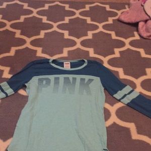 Long sleeve pink blue shirt